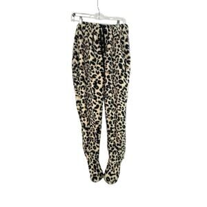 Feejays Sweatpants Pajama Pants Women Leopard Print Footies Cozy Sz Med Read